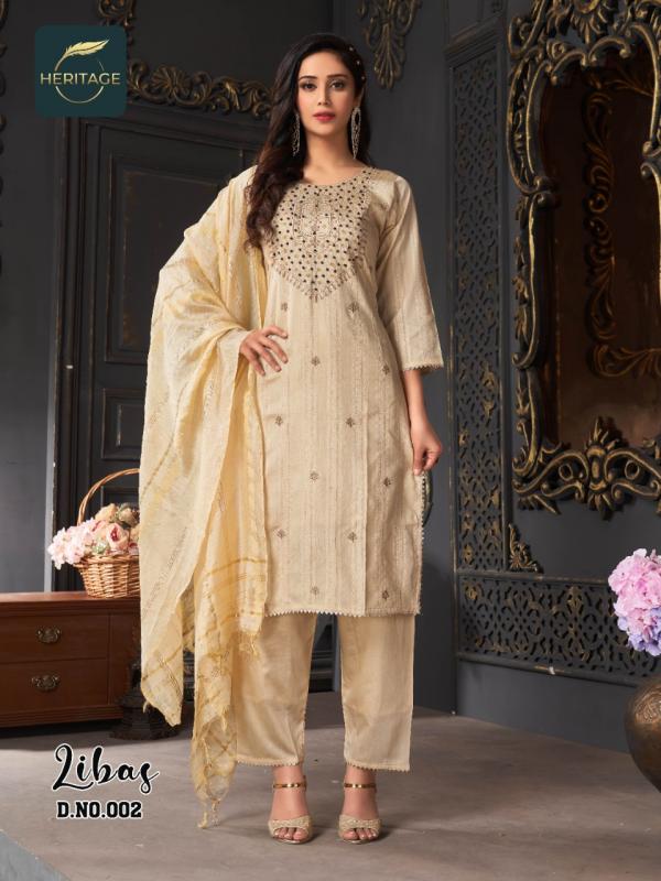 Heritage Libas Chanderi silk Designer Exclusive Readymade Suit